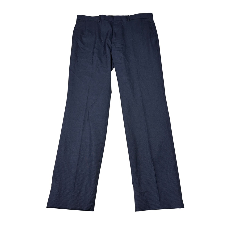 Theory Jake W Houndstooth Suit Trousers Mens 33X30 Navy Wool Blend Dress Pants